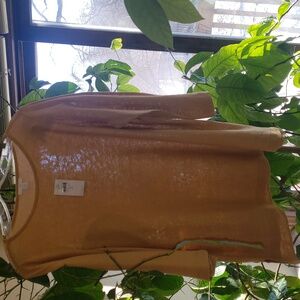 J. Jill Linen Blouse Yellow Ochre 3/4 Sleeve Pullover 1X NWT